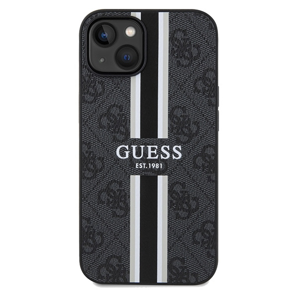 Etui Guess GUHMP15SP4RPSK iPhone 15 / 14 / 13 6.1" czarny/black hardcase 4G Printed Stripes MagSafe Case