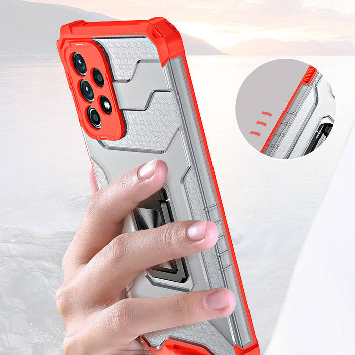 Crystal Ring Case obrněný hybridní pouzdro kryt + magnetical držák Samsung Galaxy A72 4G černý