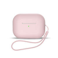 Custodia in silicone per AirPods 1 / AirPods 2 + cinturino da polso con cordino - rosa