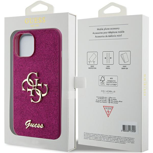 Etui Guess GUHCP15SHG4SGU iPhone 15 6.1" fioletowy/purple hardcase Glitter Script Big 4G Case