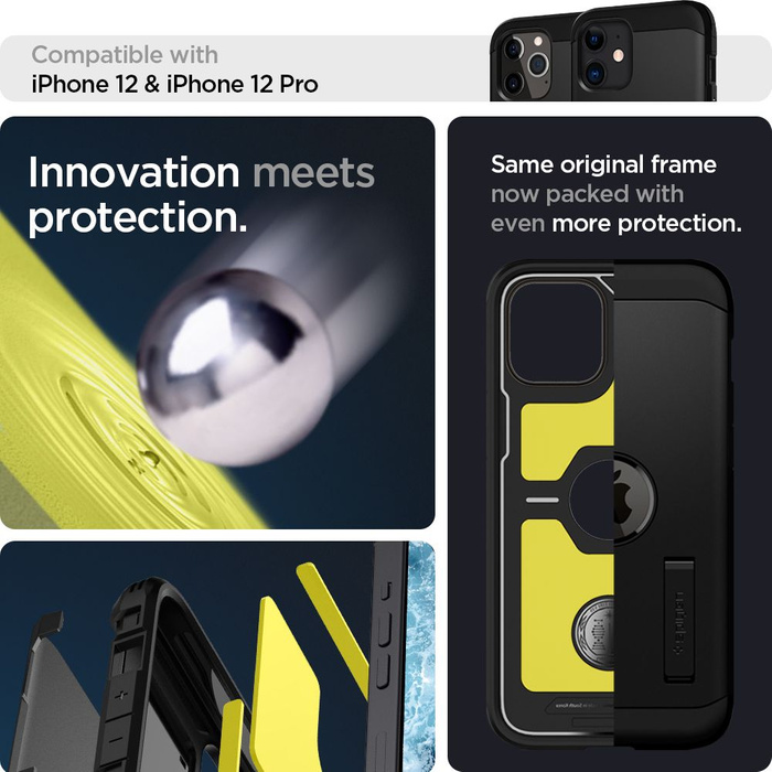 Telefontok SPIGEN Tough Armor iPhone 12 12 Pro Fekete fekete fekete tok