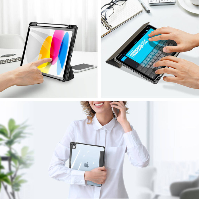 Custodia Dux Ducis Toby per iPad 10.9'' 2022 (10 gen.) cover con spazio per Apple Pencil stylus smart cover stand nero