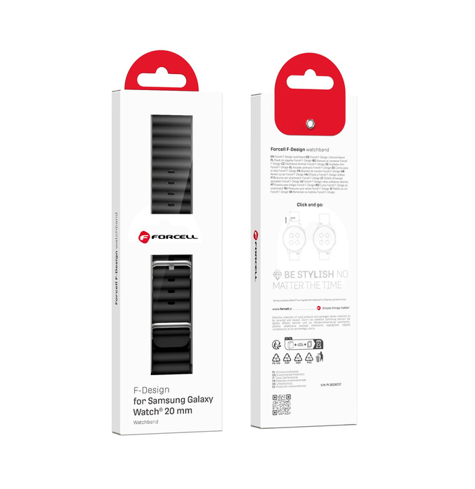 Pasek do Samsung Galaxy Watch Forcell Forcell F-Design FS01 dziurki silikon 20 mm czarny