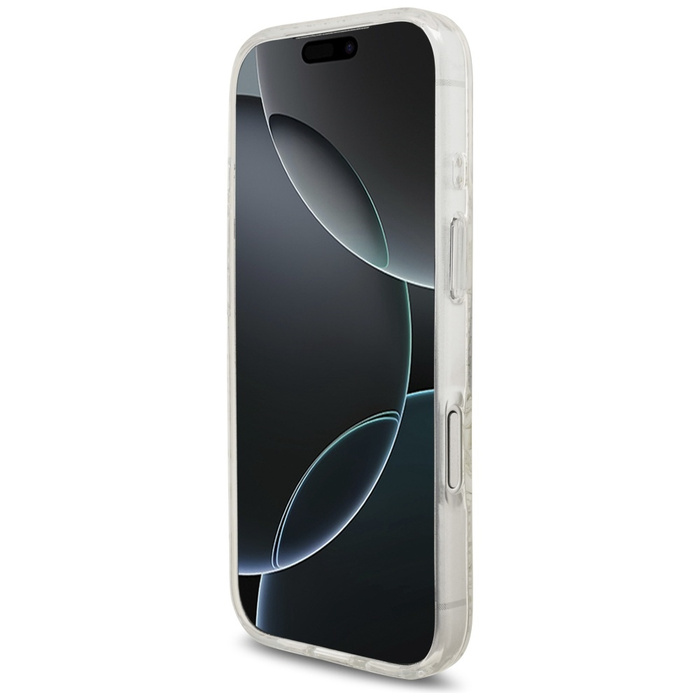 Etui Guess IML Flowers Electro Pearl     Strap MagSafe do iPhone 17 Pro biały