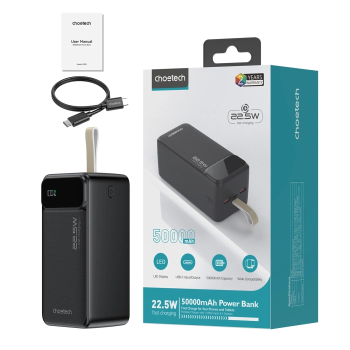 Choetech Powerbank B732 50000 mAh 22.5W PD und QC - schwarz