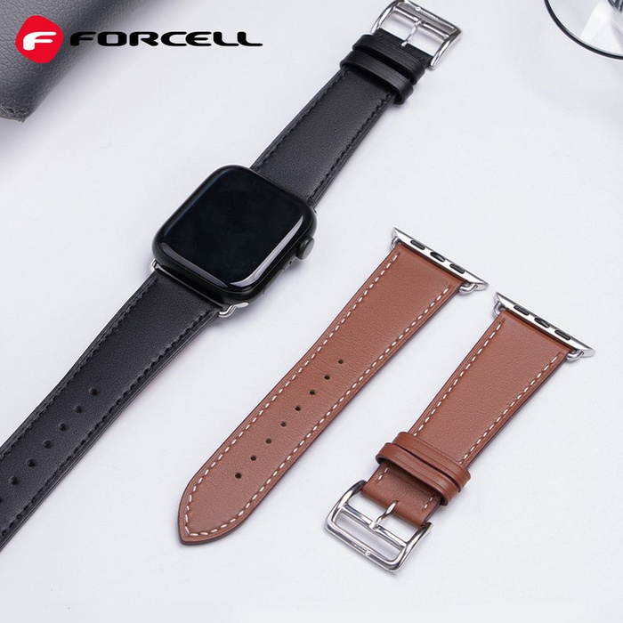 Pasek do Apple Watch Forcell F-Design FA20 dziurki skóra ekologiczna 42 / 44 / 45 / 49 mm czerwony