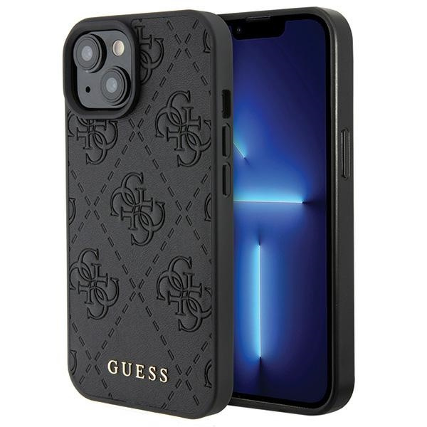 Etui Guess GUHCP15SP4EPMK iPhone 15 6.1" czarny/black hardcase Leather 4G Stamped Case
