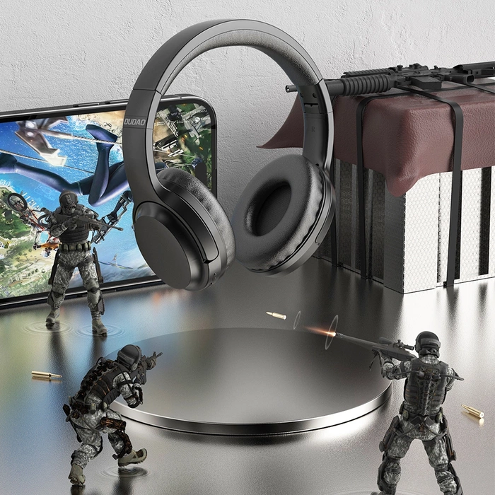 Dudao multifunkční bezdrátová sluchátka sluchátka Bluetooth 5.0 čtečka karet micro SD FM rádio černá (X22Pro black)