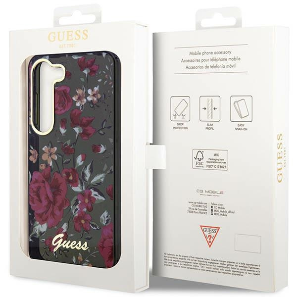 Coque Guess GUHCS23MHCFWSA S23 Plus S916 vert/kaki rigidecase Flower Collection Case
