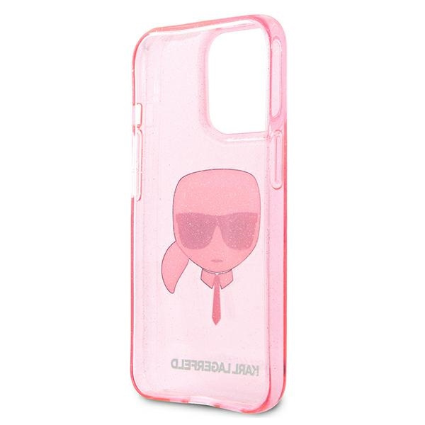Cover KARL LAGERFELD Apple iPhone 13 Pro Max Glitter Karl's Head Pink Hardcase