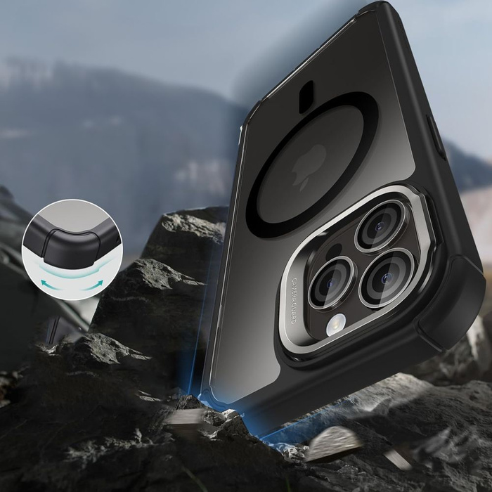 Puzdro Esr Armor Tough Kickstand Halolock MagSafe iPhone 15 Pro Priehľadný/čierny Case