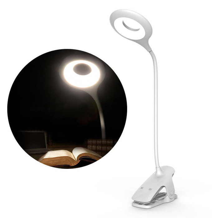 Kabellose LED-Leselampe mit Clip + weißes Micro-USB-Kabel