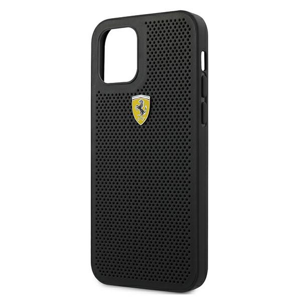 FERRARI Hülle Apple iPhone 12 Pro Max On Track Perforiert Schwarz Hardcase
