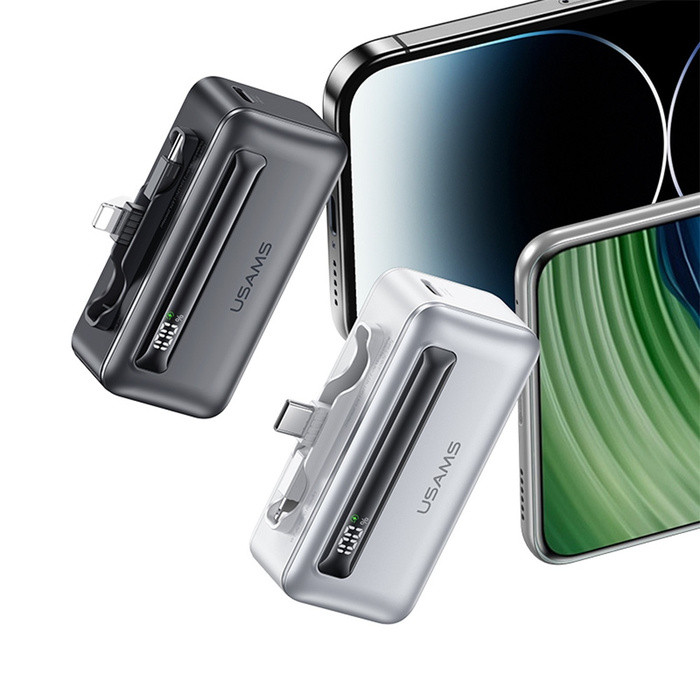 USAMS Powerbank 4500mAh USB-C/Lightning   20W PD Fast Charge szary/tarnish XB Series 4K5CD23301 (US-CD233)