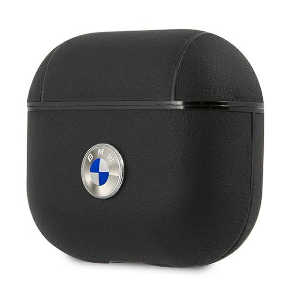 Case BMW Apple AirPods 3 Cover Geniune Leather Silver Logo Black Case