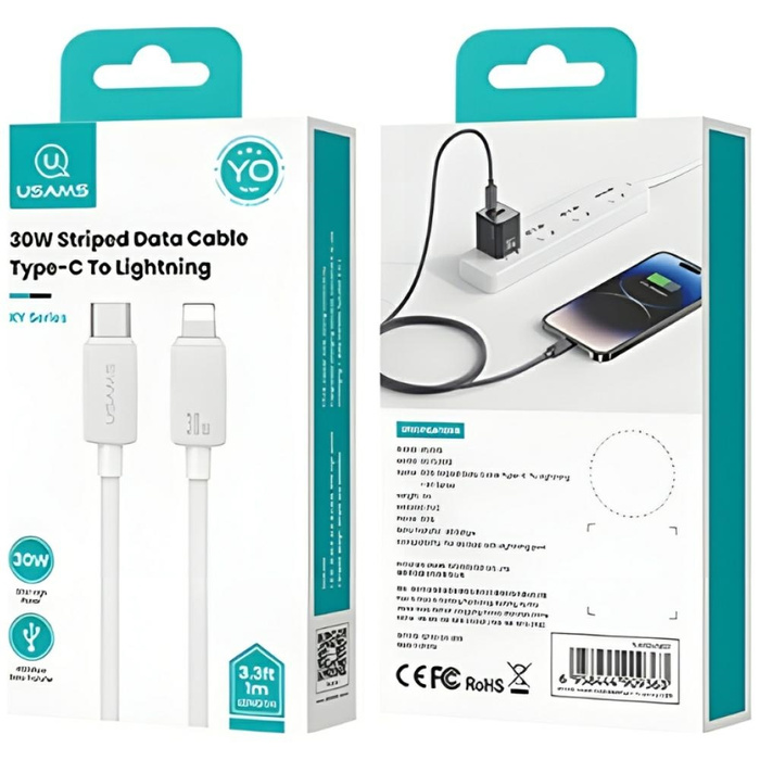 Kabel USAMS KY Series US-SJ692 30W USB-C do Lightning 1m biały