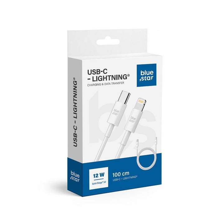 Kabel USB C do Lightning Blue Star 2A 12W 1 m QC3.0 PA-X12 biały