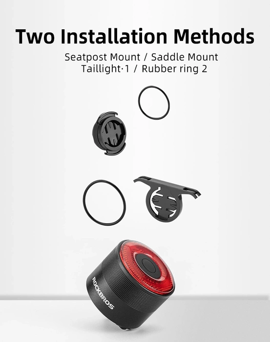 Rockbros Q3 Fahrradrücklicht mit intelligentem Stoppsystem – Schwarz