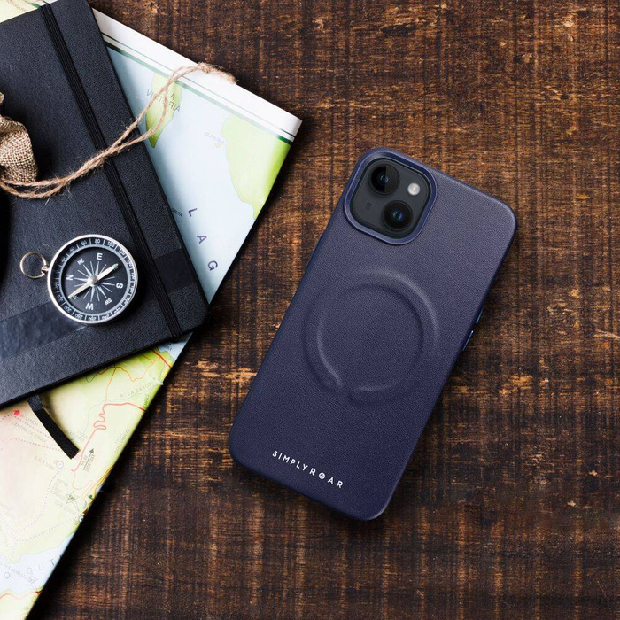 Futerał Roar Leather Mag Case kompatybilny z MagSafe - do iPhone 14 Pro Granatowy