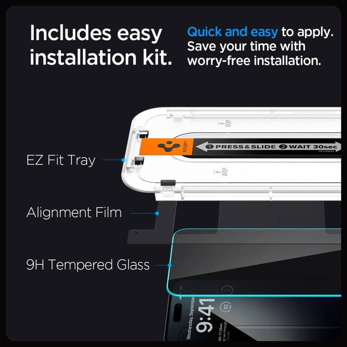 Tempered Glass Spigen Glas.tr "ez Fit" 2-pack iPhone 15 Privacy