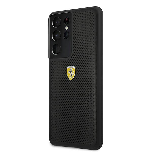 Cover FERRARI Samsung Galaxy S21 Ultra G996 On Track Perforated FESPEHCS21LBK Nero Hardcase