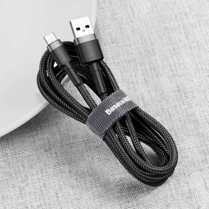 Baseus Cafule Cable Durable Nylon Braided Wire USB / USB-C QC3.0 3A 0,5M black-grey (CATKLF-AG1)
