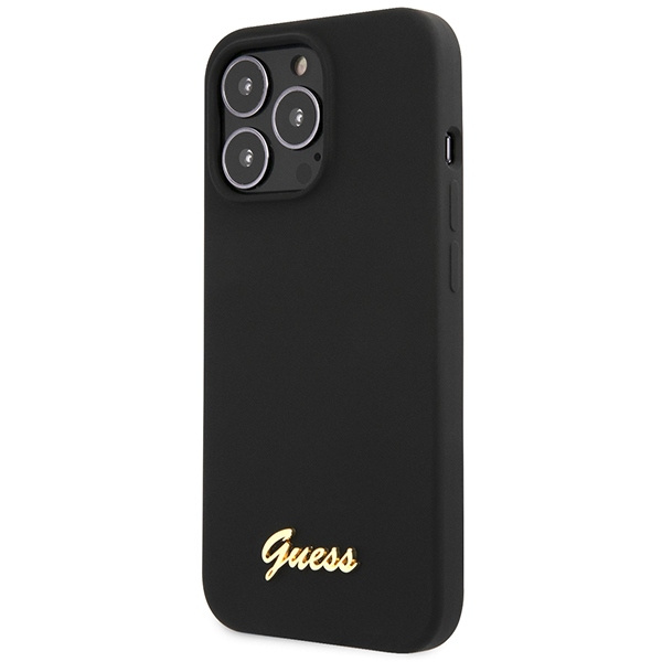 Guess GUHCP13XLSLMGBK iPhone 13 Pro Max 6.7" schwarz/schwarz hartcase Silikon Script Gold Logo