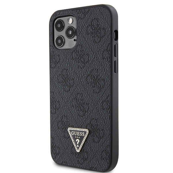 Guess GUHCP12MP4TDSCPK iPhone 12 / 12 Pro 6.1" schwarz/schwarz hartcase Crossbody 4G Metall Logo