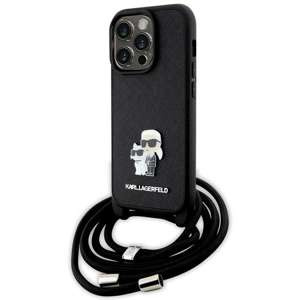 Karl Lagerfeld KLHCP14LSAKCPSK iPhone 14 Pro 6.1" hardcase noir/noir Crossbody Saffiano Metal Pin Karl & Choupette