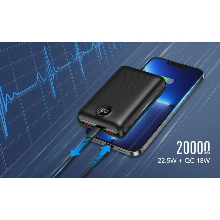 Powerbank Veger S20 (W2053) PD QC3.0 2A 22,5W 20000 mAh czarny