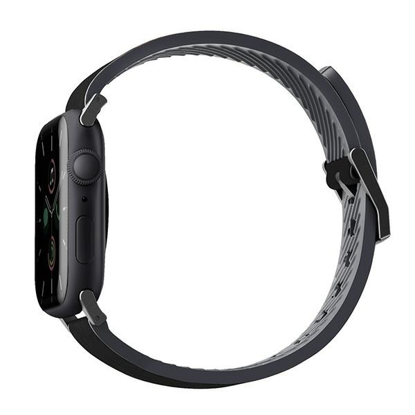 UNIQ řemínek Straden Apple Watch Series 4/5/6/7/SE 42/44/45mm. Kožený hybridní řemínek černý/černý
