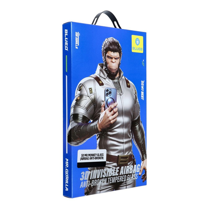 Szkło Hartowane 5D Mr. Monkey Glass - Apple iPhone 15 Pro czarny (Airbag Anti-broken)