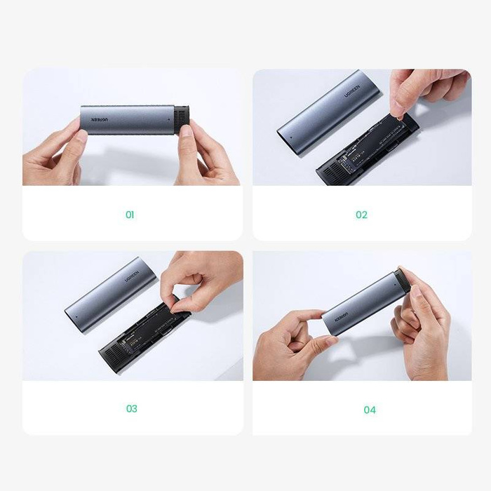 Ugreen external SSD drive M.2 housing case USB 3.2 Gen 2 (SuperSpeed USB 10 Gbps) + cable USB Type C 0,5m grey(CM400 10902)
