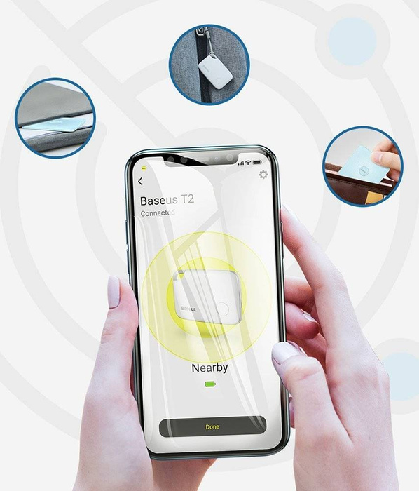 Portachiavi Baseus T2 mini chiave wireless e altro cercatore di oggetti bianco (ZLFDQT2-02)