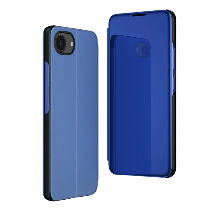 Clear View Case für iPhone 16e Flip Cover - Blau