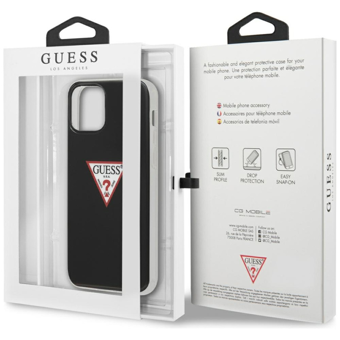 Pouzdro GUESS Apple iPhone 12 12 Pro Triangle Collection GUHCP12MPCUCTLBK Černé pevné pouzdro