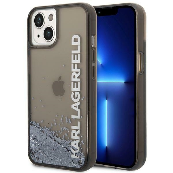 Hülle KARL LAGERFELD Apple iPhone 14 Liquid Glitter Elong Schwarz Hartcase