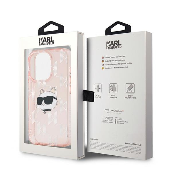 Etui Karl Lagerfeld KLHCP15LHKLPCHP iPhone 15 Pro 6.1" różowy/pink hardcase IML Choupette Head & Monogram