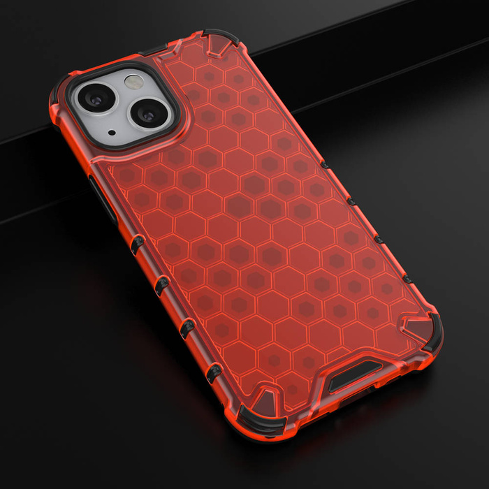 Pancéřový kryt Honeycomb pouzdro s gelovým rámem iPhone 13 mini červený