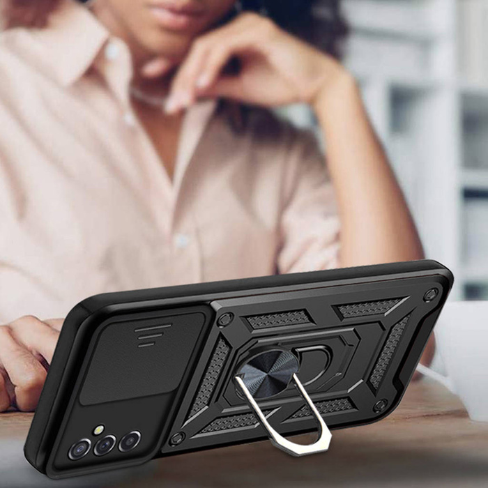 Obal Hybrid Armor Camshield obal Samsung Galaxy A13 5G pancéřové pouzdro s krytem fotoaparátu černé Case