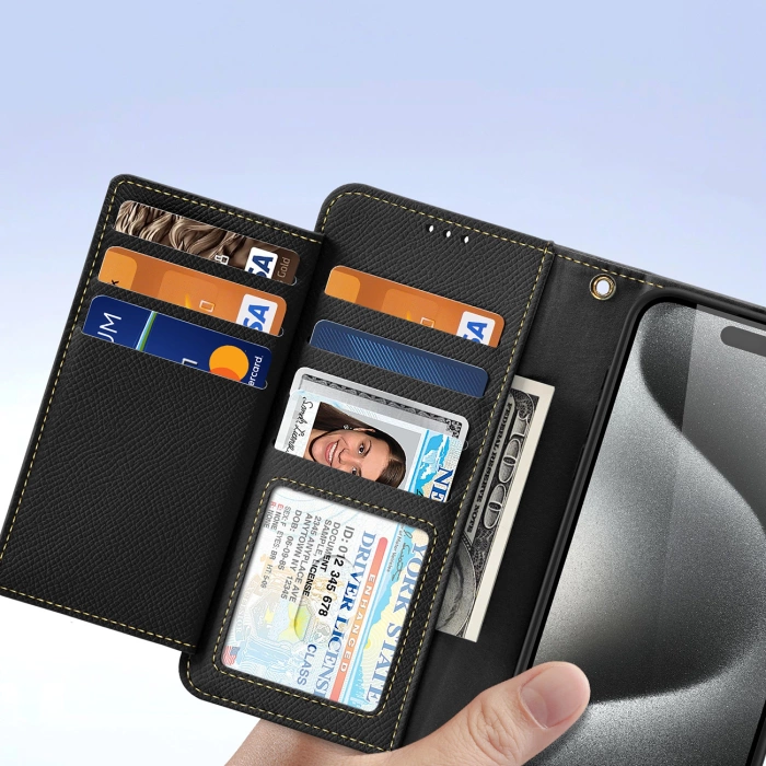 Dux Ducis Lawa Lederhülle für iPhone 15 Pro Max - Schwarz