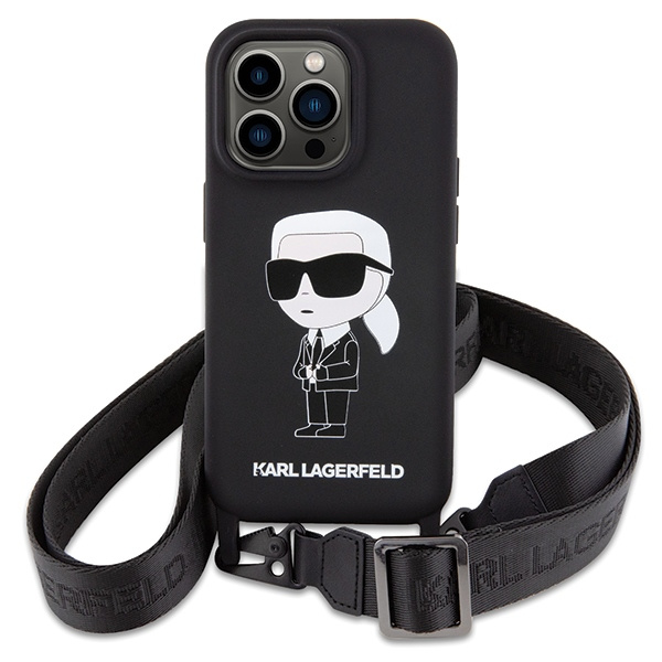 Coque Karl Lagerfeld KLHCP15LSCBSKNK iPhone 15 Pro 6.1" hardcase black/black Crossbody Silicone Ikonik Case