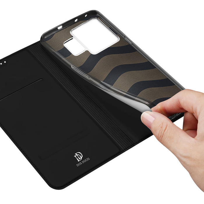 Dux Ducis Skin Pro Hülle für Realme GT Neo 5 / Realme GT3 Flip Cover Card Wallet Stand Schwarz