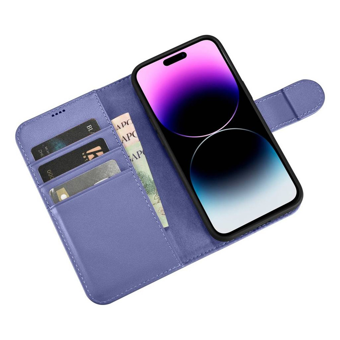 iCarer Wallet Case 2v1 iPhone 14 Pro Max Flip Leather Cover Anti-RFID Light Violet (WMI14220728-LP)