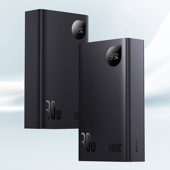 Baseus Adaman2 Powerbank mit bildschirmem digital 20000mAh 30W 2 x USB / 1x USB Typ C Power Delivery Quick Charge SCP, Oppo Super VOOC schwarz (PPAD050101)