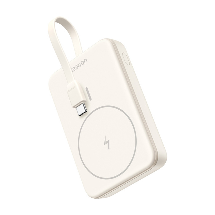 Powerbank magnetyczny 10000mAh Ugreen PB760, wbudowany kabel, 20W Beżowy