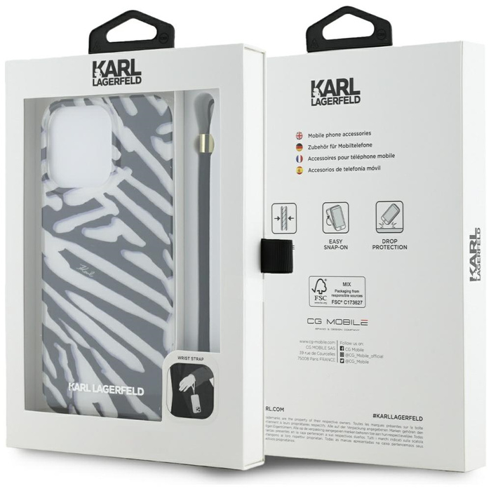 Karl Lagerfeld KLHCP15XHZBPKCCK iPhone 15 Pro Max 6.7" czarny/black hardcase IML Zebra Pattern & Cord