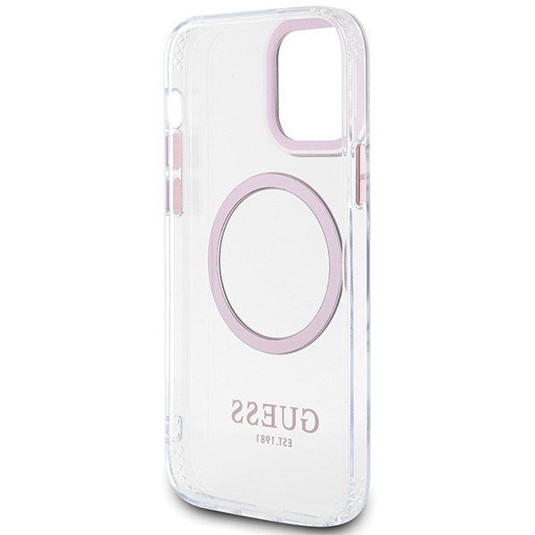 Guess GUHMP12MHTRMP iPhone 12/12 Pro 6.1" rosa/rosa duro case Metal Outline MagSafe