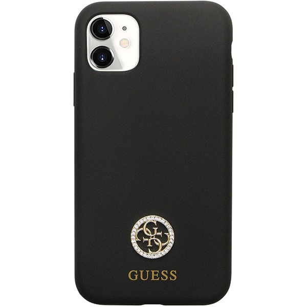 Case Guess GUHCN614DGPK iPhone 11 / Xr 6.1" black/black hardcase Silicone Logo Strass 4G Case