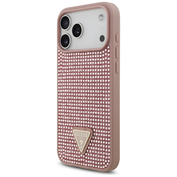 Etui Guess Rhinestone Triangle Logo do   iPhone 17 Pro Max różowy